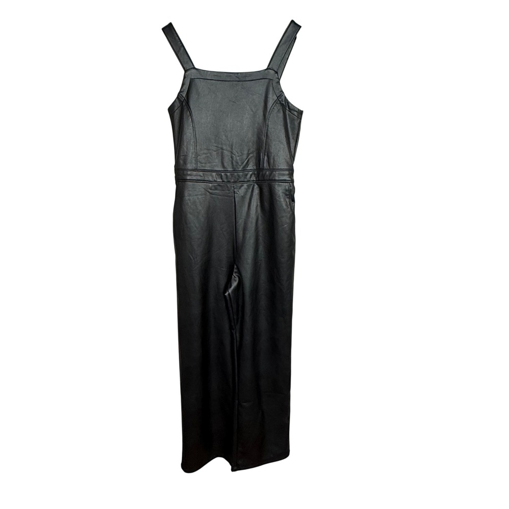 Abercrombie & Fitch Kids Faux Leather Overalls Jumpsuit Size 11/12โ Black